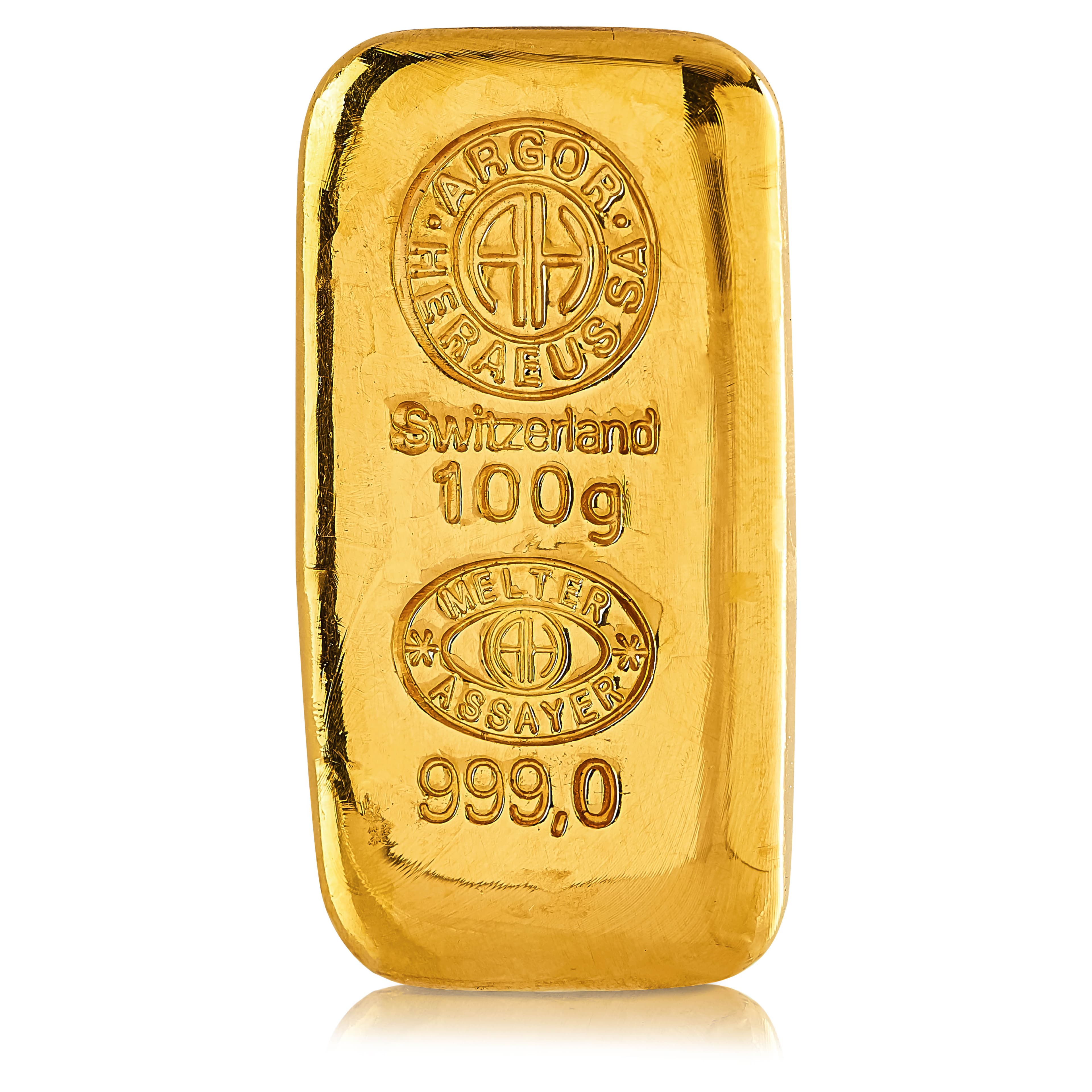 100g Argor-Heraeus Gold Cast Bar
