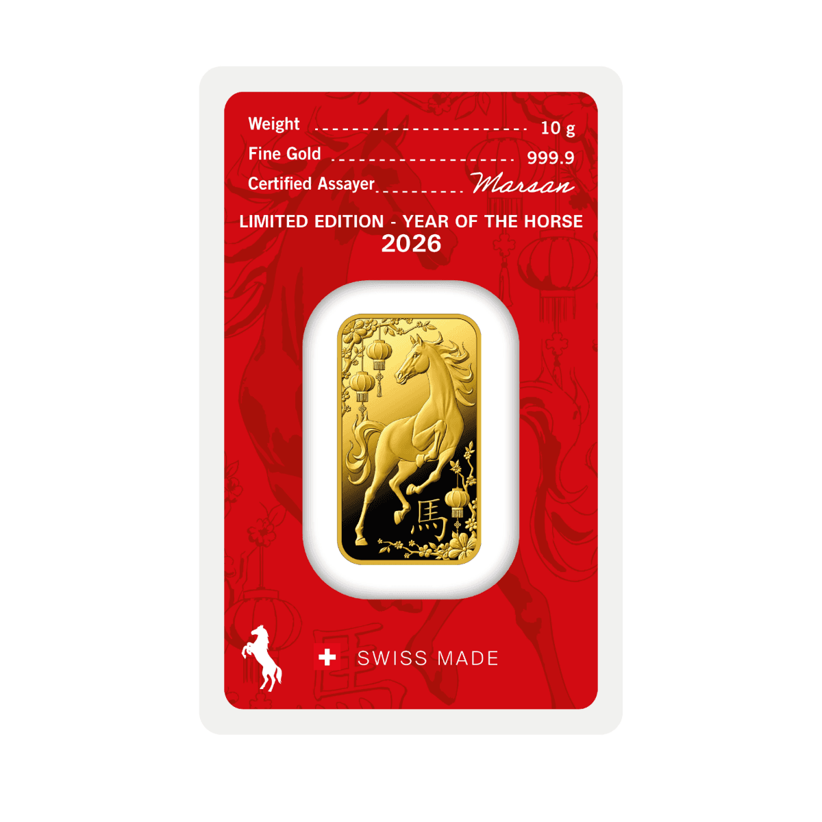 10g Argor-Heraeus 2026 "Year of the Horse" Minted Bar